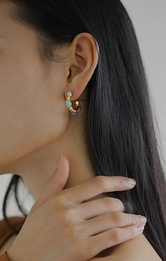 Colored Stone Hoops