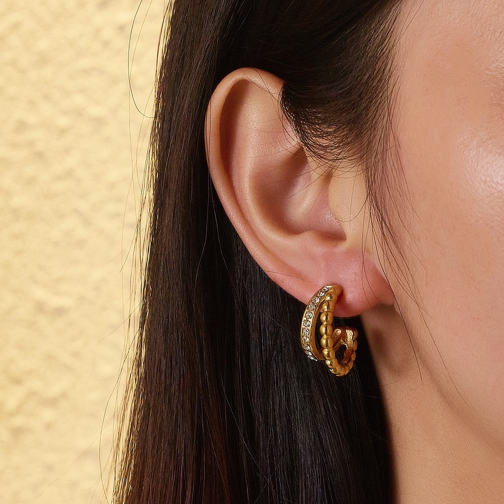 Double Beaded Crystal Hoops