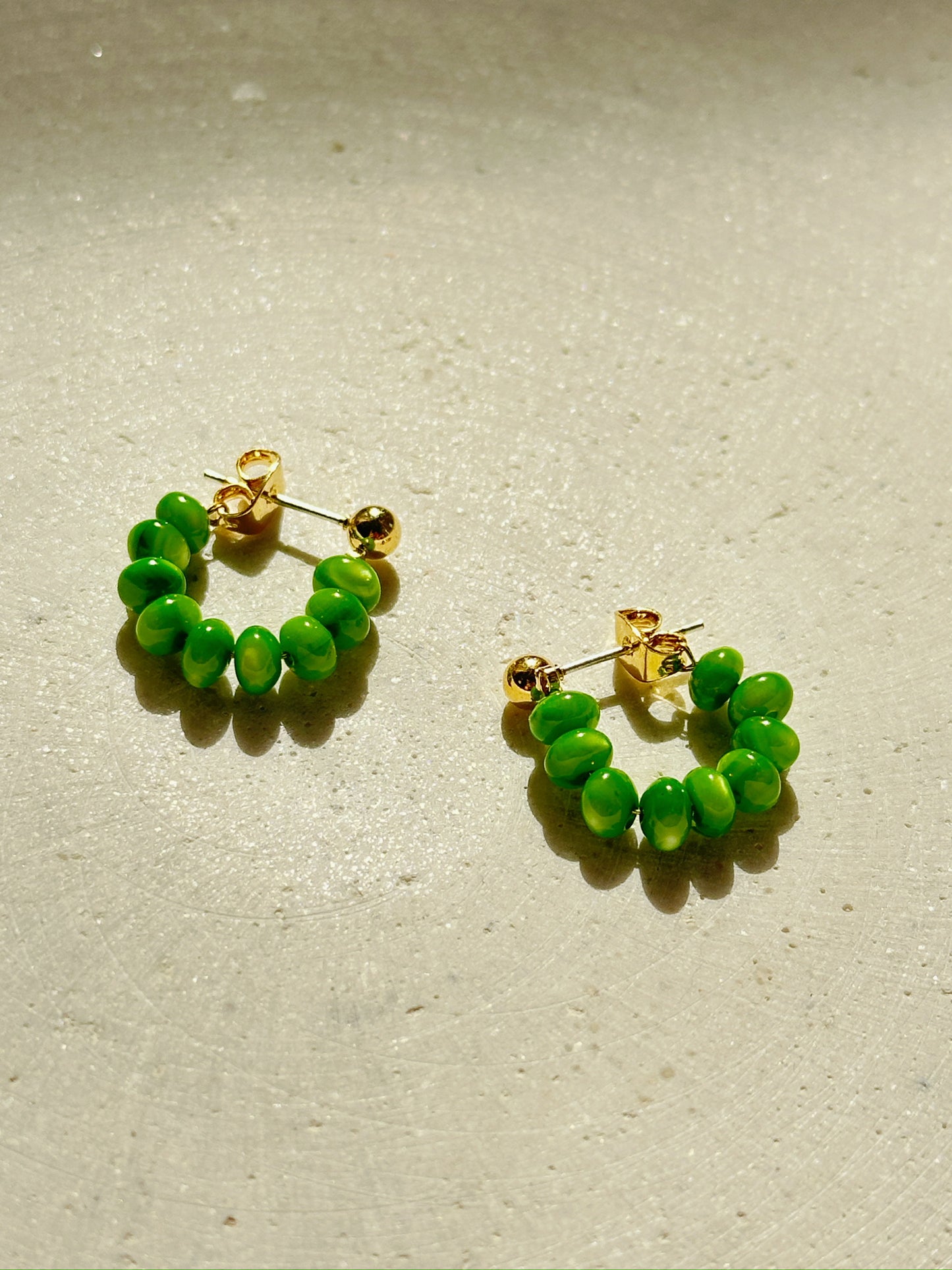 Jade Beaded Huggie Hoops