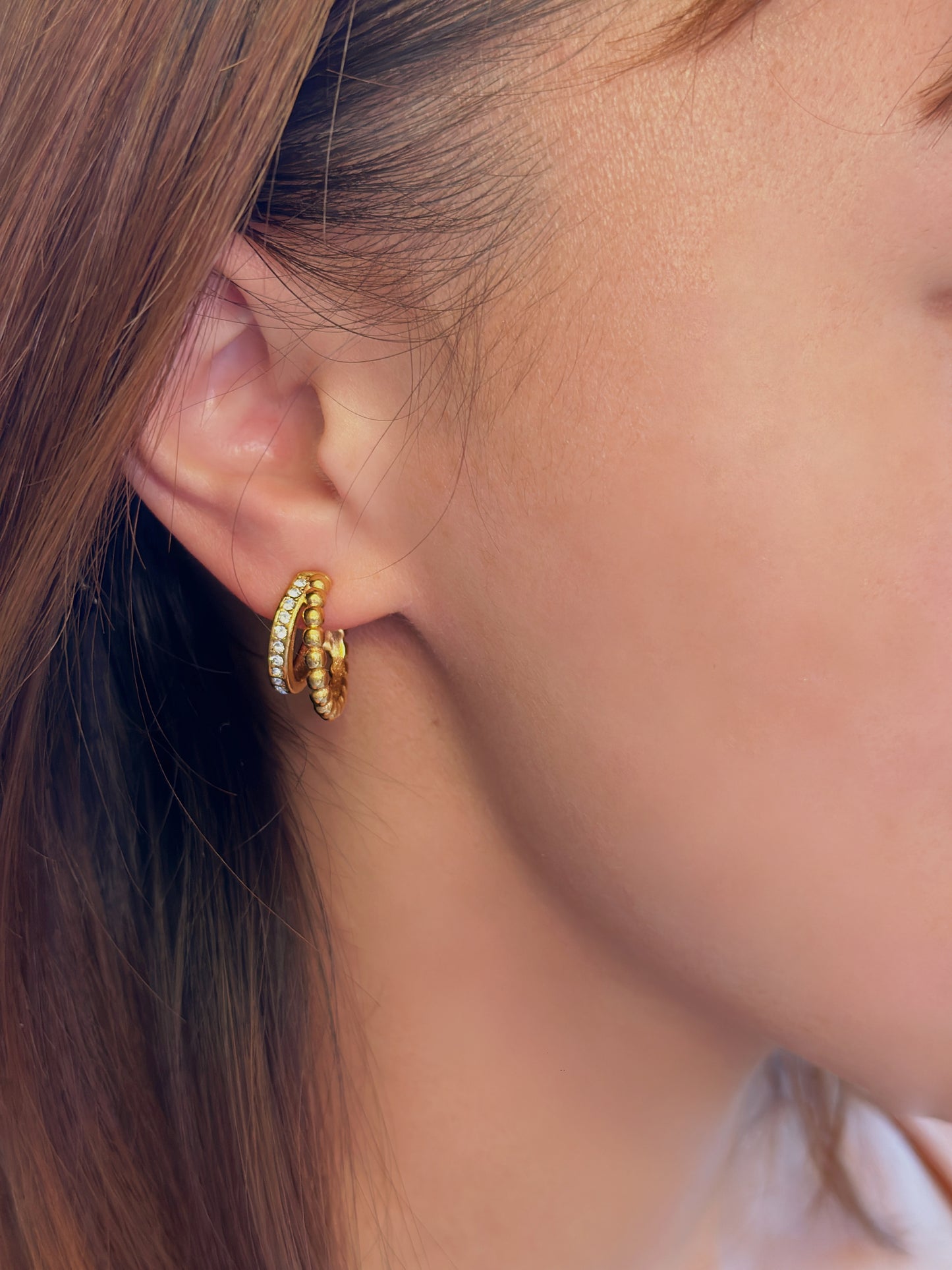Double Beaded Crystal Hoops