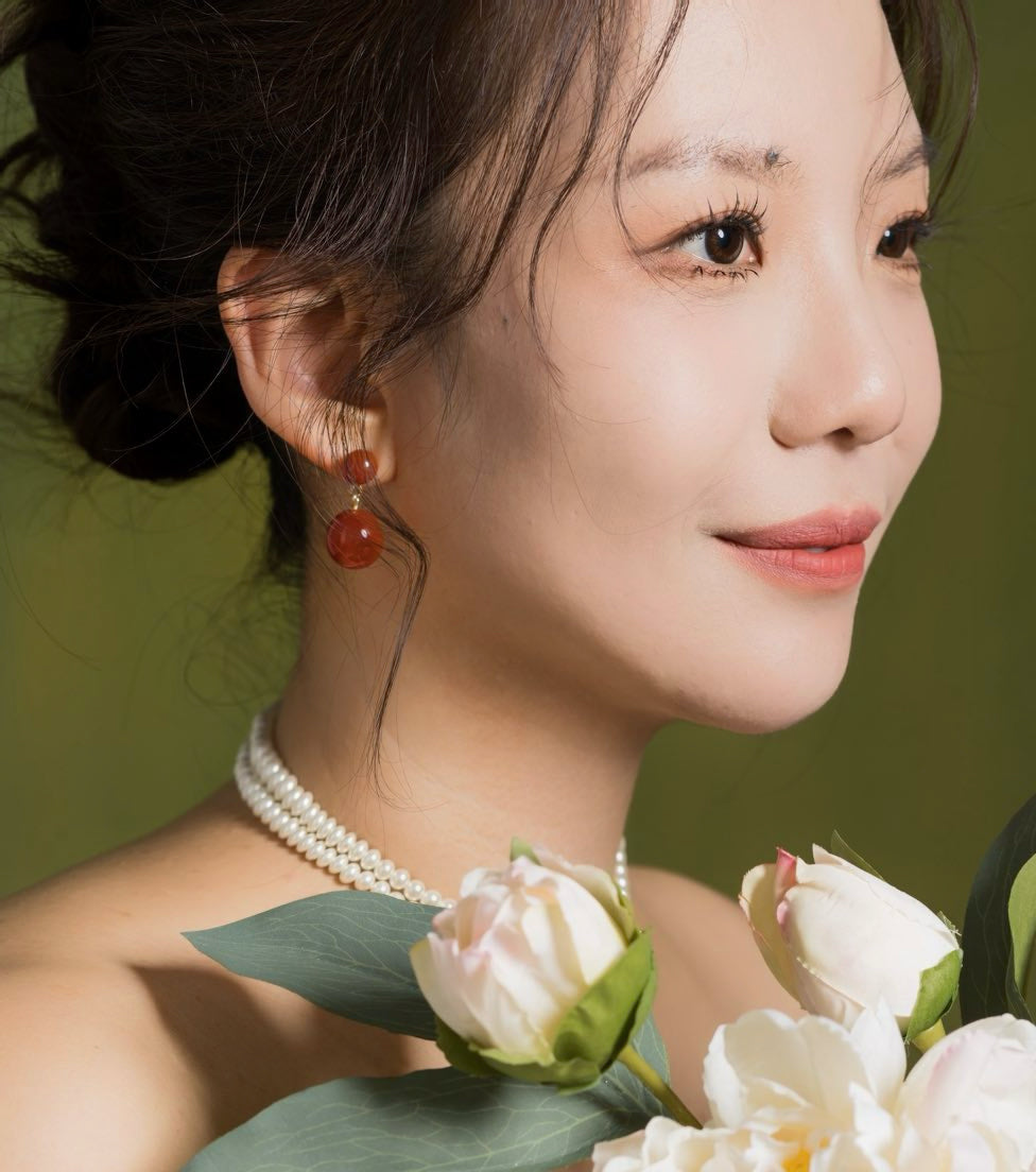 Jade Bead Dangling Earring